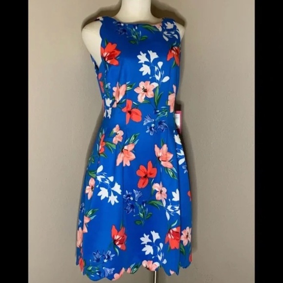 Vince Camuto Blue Floral Mini Dress Size 6 - Picture 6 of 7